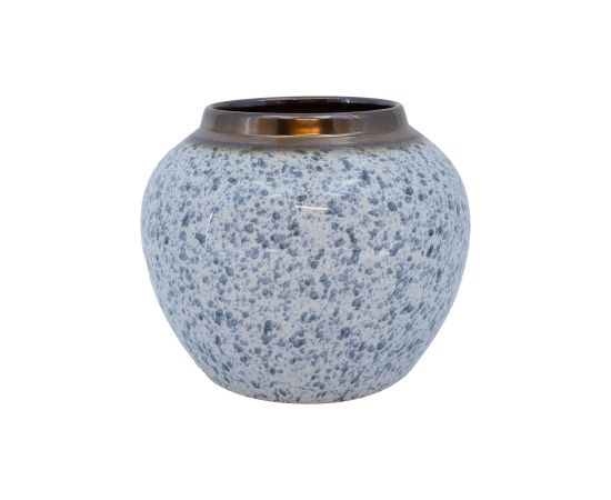 Vase TITAN STONE D20xH18cm, white/black droplets Новости, мебель, дом