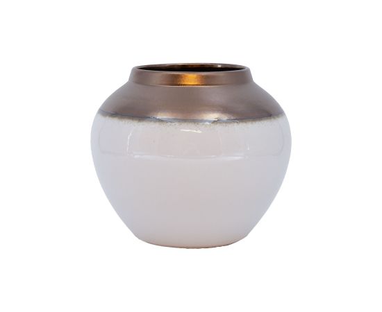 Vāze TITAN STONE D20xH18cm, balta/zelta Jaunumi, mēbeles, māja