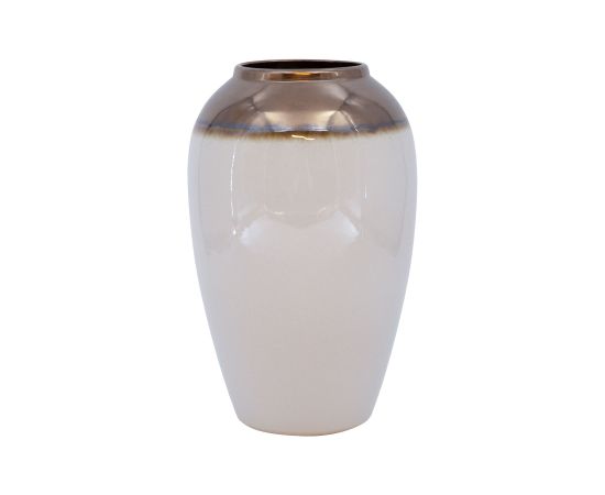 Vase TITAN STONE D17xH27cm, white/gold Новости, мебель, дом