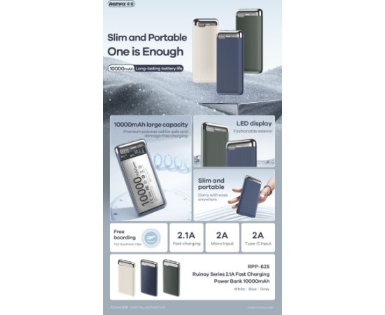 External battery Power Bank Remax RPP-625 10000mAh blue Power Banks