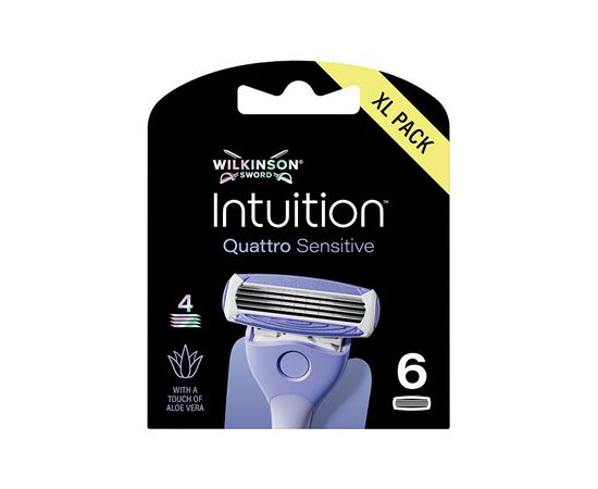 Wilkinson Sword Intuition Quattro Sensitive - 3.0ks Epilatori, bikini trimmeri, sieviešu skuvekļi
