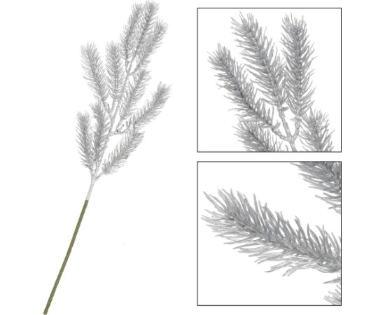 Springos Ziemassvētku zariņš lapa mākslīgā dekorācija sudraba 47 cm  Eglīšu rotājumi