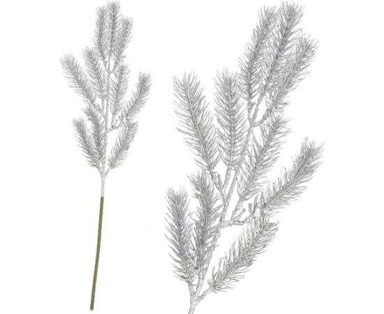 Springos Ziemassvētku zariņš lapa mākslīgā dekorācija sudraba 47 cm  Eglīšu rotājumi