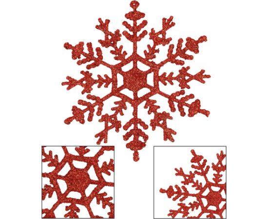 Ziemassvētku rotājumi sniegpārsliņas Springos CA1200 sarkanās, ar spīdumiem, 3 gab., 12 cm  Eglīšu rotājumi