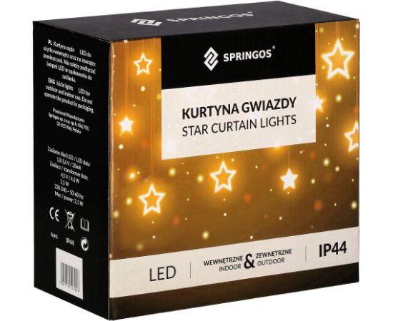 Рождественская звёздная гирлянда-занавес Springos CL4133 138 LED Ziemassvētku lampiņas, LED virtenes