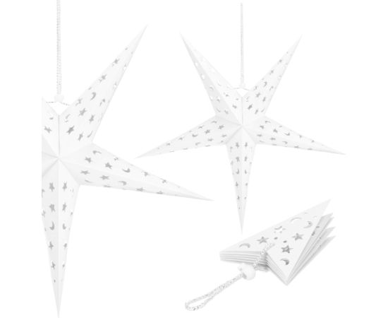 Springos 3D Ziemassvētku papīra zvaigzne 25 cm Ziemassvētku eglītes rotājums balts  Eglīšu rotājumi
