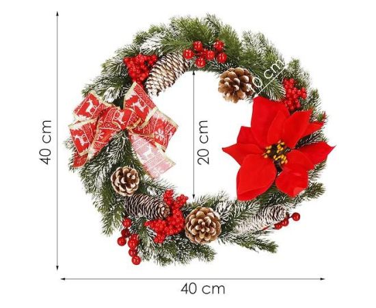 Ziemassvētku rotājums Vainags Springos CA1020 40cm Ziemassvētku dekorācijas