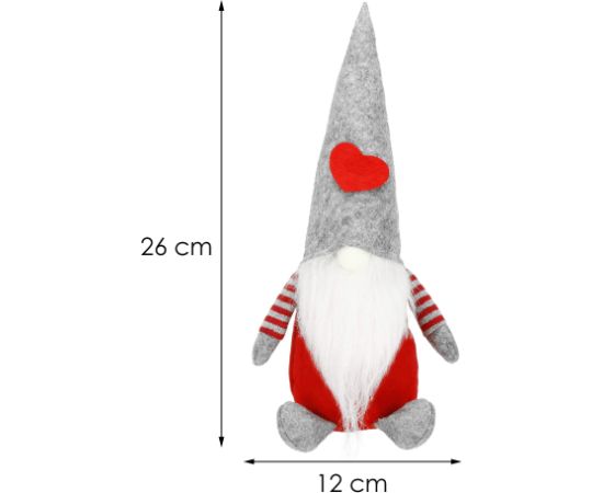 Springos Ziemassvētku rūķis 26cm, Ziemassvētku rotājums, Ziemassvētku rūķis, pelēks rūķis Ziemassvētku dekorācijas