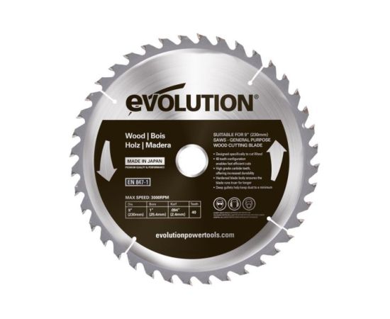 Griešanas disks Evolution EVO-230-40-D; 230 mm; Z40 Zāģripas