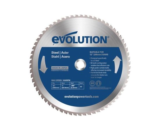 Griešanas disks Evolution EVO-305-60-S; 305 mm; Z60 Zāģripas