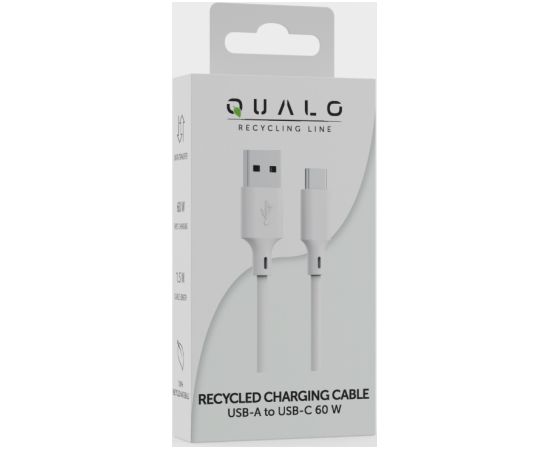 Qualo QRC-AC-00 Kabelis USB-A – USB-C / 1.5m / 60W / balts Data USB kabeļi