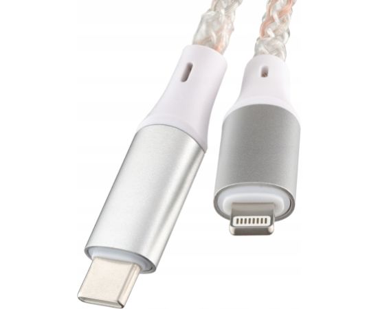 Qualo QCS-CL-00 Glowing Kabelis USB-С – Lightning  / 12W /  1m / LED Data USB kabeļi