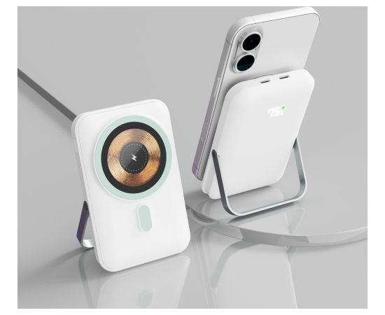 Qualo QMPB5-LD-00 MagSafe Power Banks Bezvadu Arējas Uzlādes Baterija 10000mAh / LED / 20 W / USB-C  / Lightning Power Banks
