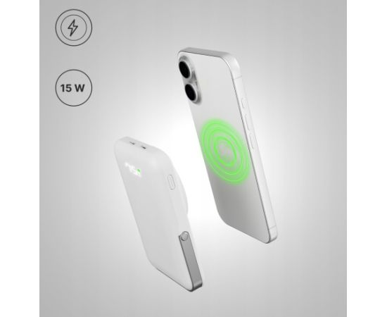 Qualo QMPB5-LD-00 MagSafe Power Banks Bezvadu Arējas Uzlādes Baterija 10000mAh / LED / 20 W / USB-C  / Lightning Power Banks