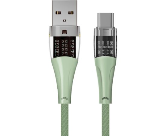 Qualo QTCN-AC-04 Transparent Nylon Kabelis USB-A – USB-C / 60W / 1.5m / zaļš Data USB kabeļi
