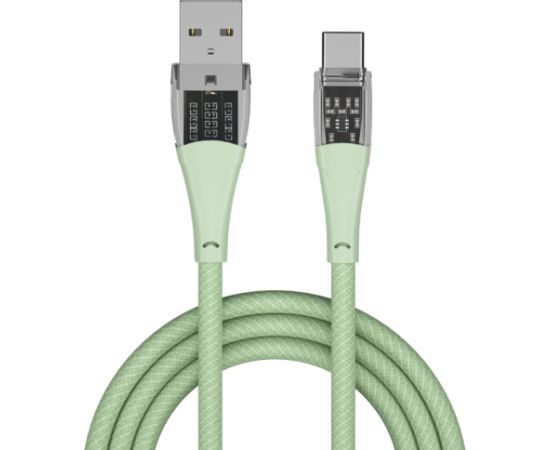 Qualo QTCN-AC-04 Transparent Nylon Kabelis USB-A – USB-C / 60W / 1.5m / zaļš Data USB kabeļi