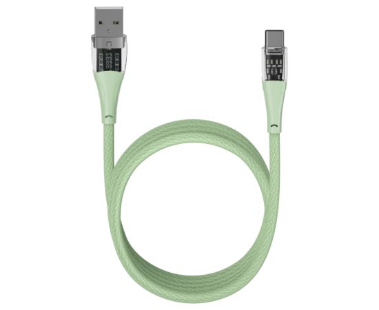 Qualo QTCN-AC-04 Transparent Nylon Kabelis USB-A – USB-C / 60W / 1.5m / zaļš Data USB kabeļi