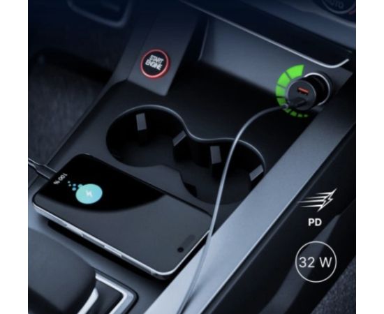 Qualo QRLS-AC-01-32 USB / USB-C Auto Lādētājs 32W Telefonu lādētāji 12v Automašīnām