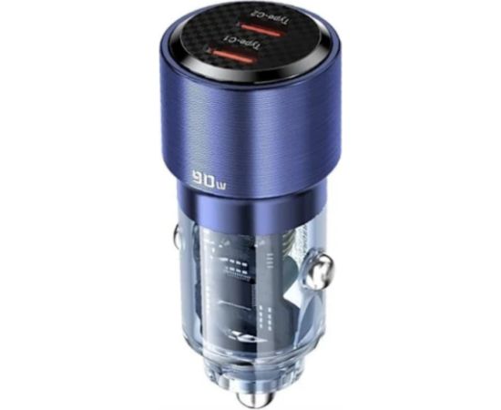 Qualo QTLS-AC-A-90 Auto lādētājs 2x USB-C / 90W Telefonu lādētāji 12v Automašīnām