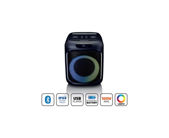 Skaļrunis Lenco PA-101BK Compact IPX4 Party Speaker + Wireless Microphone Bezvadu skaļruņi