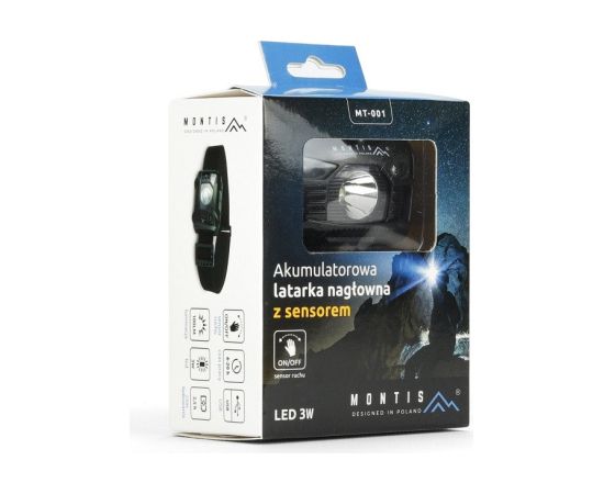 Montis Akumulatorowa latarka nagłowna z sensorem MT001 Black Headband flashlight LED Фонари