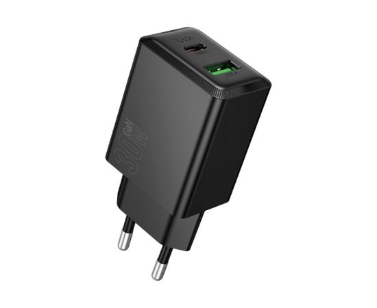 Charger Hoco N71 30W GaN USB-C/USB-A black Telefonu lādētāji 220v