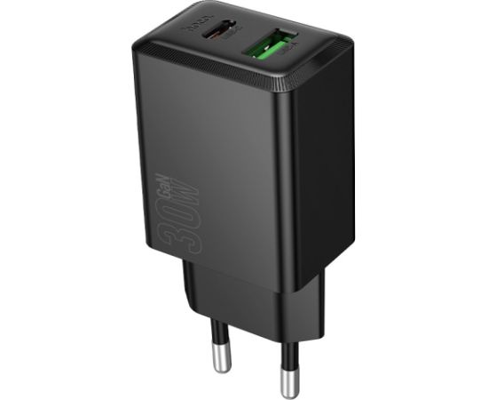 Charger Hoco N71 30W GaN USB-C/USB-A black Telefonu lādētāji 220v