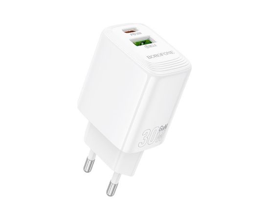 Charger Borofone BN29 30W USB-C/USB-A white Telefonu lādētāji 220v