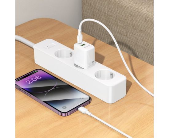 Charger Borofone BN29 30W USB-C/USB-A white Telefonu lādētāji 220v