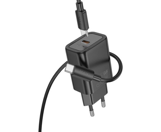 Charger Hoco N62 30W GaN USB-C + USB-C to USB-C cable 1.0m black Telefonu lādētāji 220v
