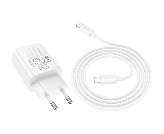 Charger Hoco N62 30W GaN USB-C + USB-C to USB-C cable 1.0m white Telefonu lādētāji 220v