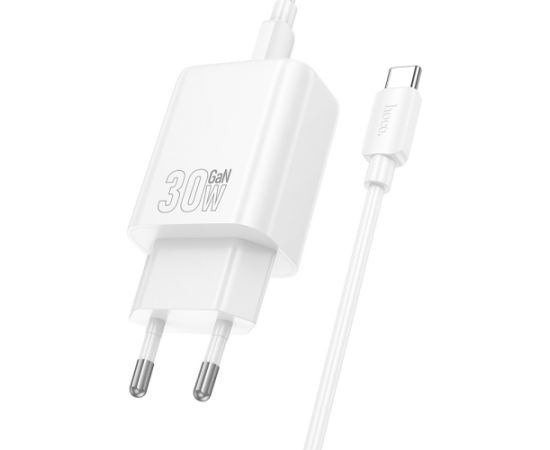Charger Hoco N63 30W GaN USB-C/USB-A + USB-C to USB-C cable 1.0m white Telefonu lādētāji 220v