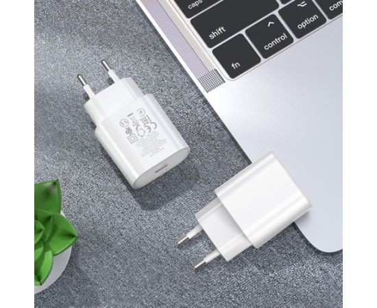 Charger Hoco N22 25W USB-C + USB-C to Lightning cable 1.0m white Telefonu lādētāji 220v