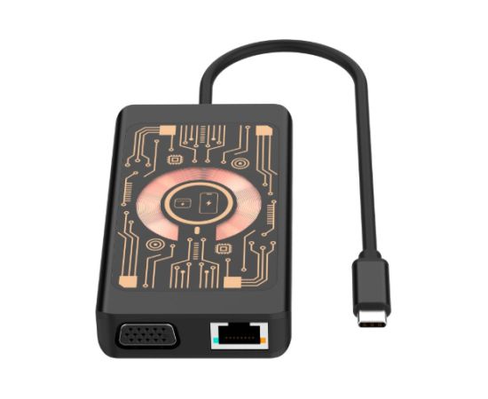 Qualo QTPB5-HUB-18 Hubs 9 in 1 USB-C / 2x USB-A / RJ-45 / VGA / D-Sub / HDMI / 3.5mm Jack USB / Type-C Hub
