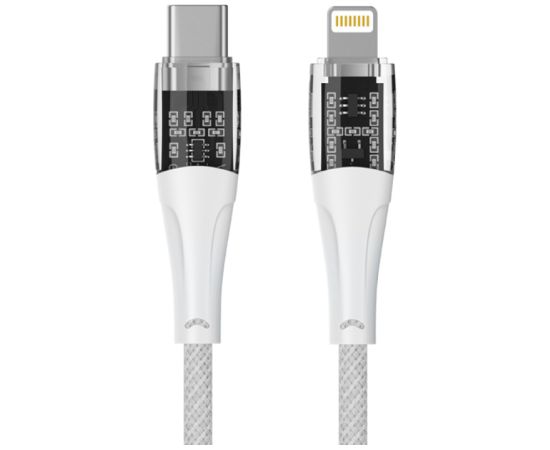 Qualo QTCN-CL-00 Transparent Nylon Kabelis USB-C – Lightning / 12W / 1.5m / balts Data USB kabeļi
