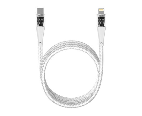 Qualo QTCN-CL-00 Transparent Nylon Kabelis USB-C – Lightning / 12W / 1.5m / balts Data USB kabeļi