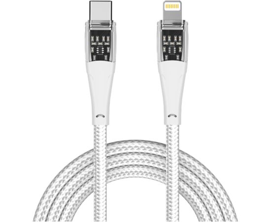 Qualo QTCN-CL-00 Transparent Nylon Kabelis USB-C – Lightning / 12W / 1.5m / balts Data USB kabeļi