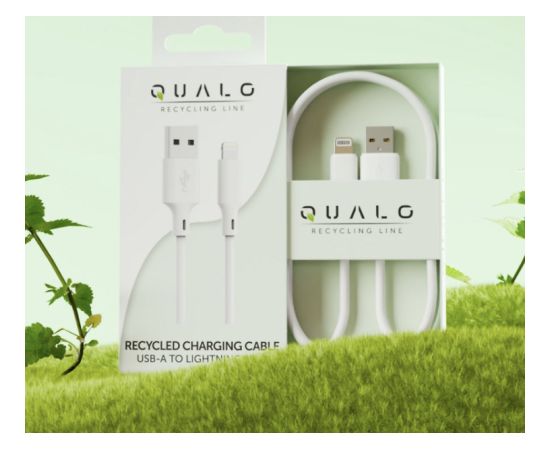 Qualo QRC-AL-00 Recycling Kabelis USB-A - Lightning 1.5m / 12W / balts Data USB kabeļi