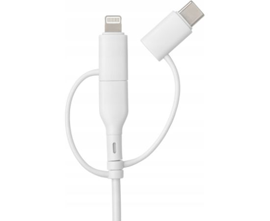 Qualo QRC-CA+M+L-00 Kabelis 3in1 USB-C - USB-A / microUSB + USB adapteris / 1.5m / 60W / balts Data USB kabeļi