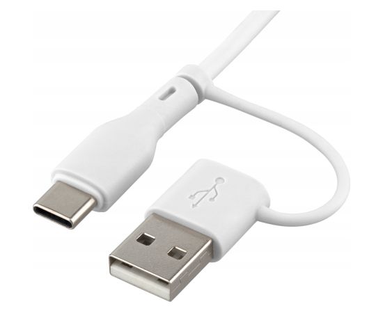 Qualo QRC-CC+A-00 Kabelis 2in1 USB-C – USB-C / USB-A adapteris / 1.5m / balts Data USB kabeļi