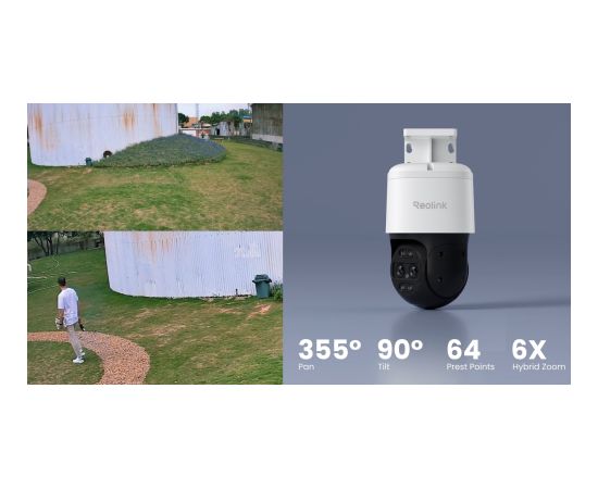 Reolink 4K Dual-Lens PoE Camera with Auto Tracking TrackMix PoE PTZ 8 MP 2.8mm/F1.6 IP65 H.264, H.265 Micro SD, Max. 512 GB Video novērošanas kameras