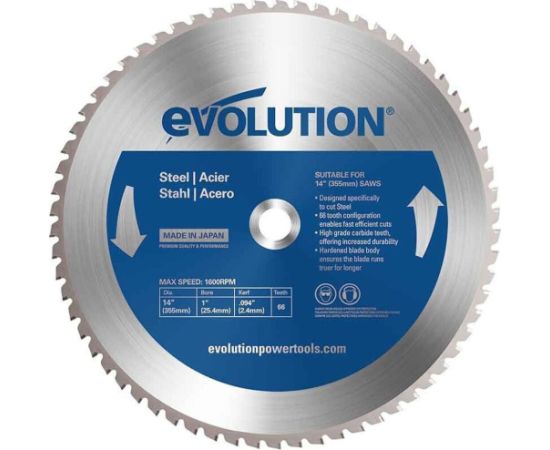 Griešanas disks Evolution EVO-355-66-S; 355 mm; Z66 Zāģripas