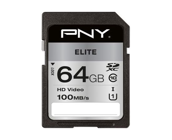 Pny Technologies PNY Elite SDXC 64 GB Class 10 UHS-I/U1  (P-SD64GU1100EL-GE) Atmiņas kartes micro SD SDHC