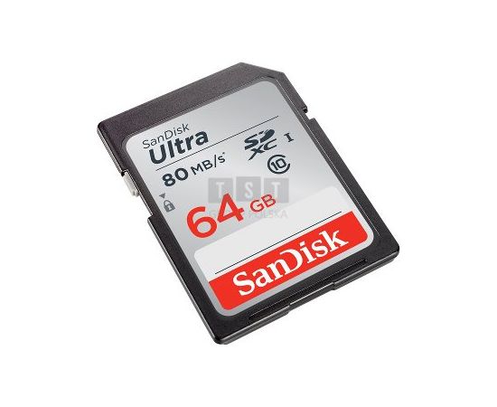 SANDISK MEMORY CARD UHS-I, SDXC 64 GB 80mbs Atmiņas kartes micro SD SDHC