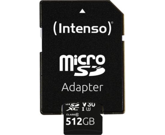 Intenso microSDXC 512GB C10 UHS-I V30 Professional + Adapter Карты памяти