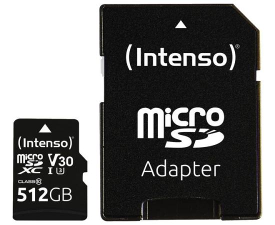 Intenso microSDXC 512GB C10 UHS-I V30 Professional + Adapter Карты памяти