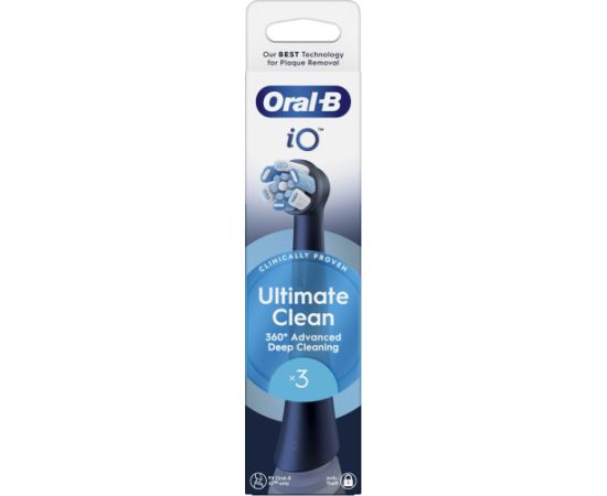 Oral-B iO Ultimate Clean Black replacement brushes 3pcs, black Uzgaļi elektriskajām zobu birstēm