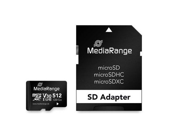 MediaRange MR947 512 GB MicroSDXC UHS-I v30 Atmiņas kartes micro SD SDHC