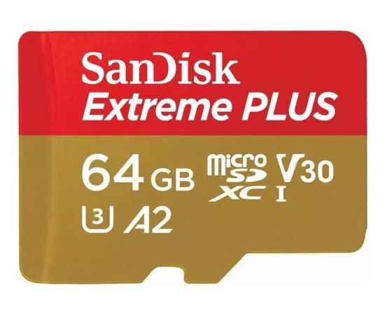 Sandisk Extreme Plus MicroSDXC 64 GB Class 10 UHS-I/U3 A2 V30 (SDSQXBU-064G-GN6MA) Карты памяти