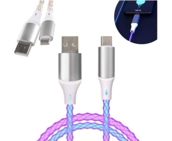 Qualo QCS-AC-00 Glowing Kabelis USB-A – USB-C /15W /  1m / LED Data USB kabeļi